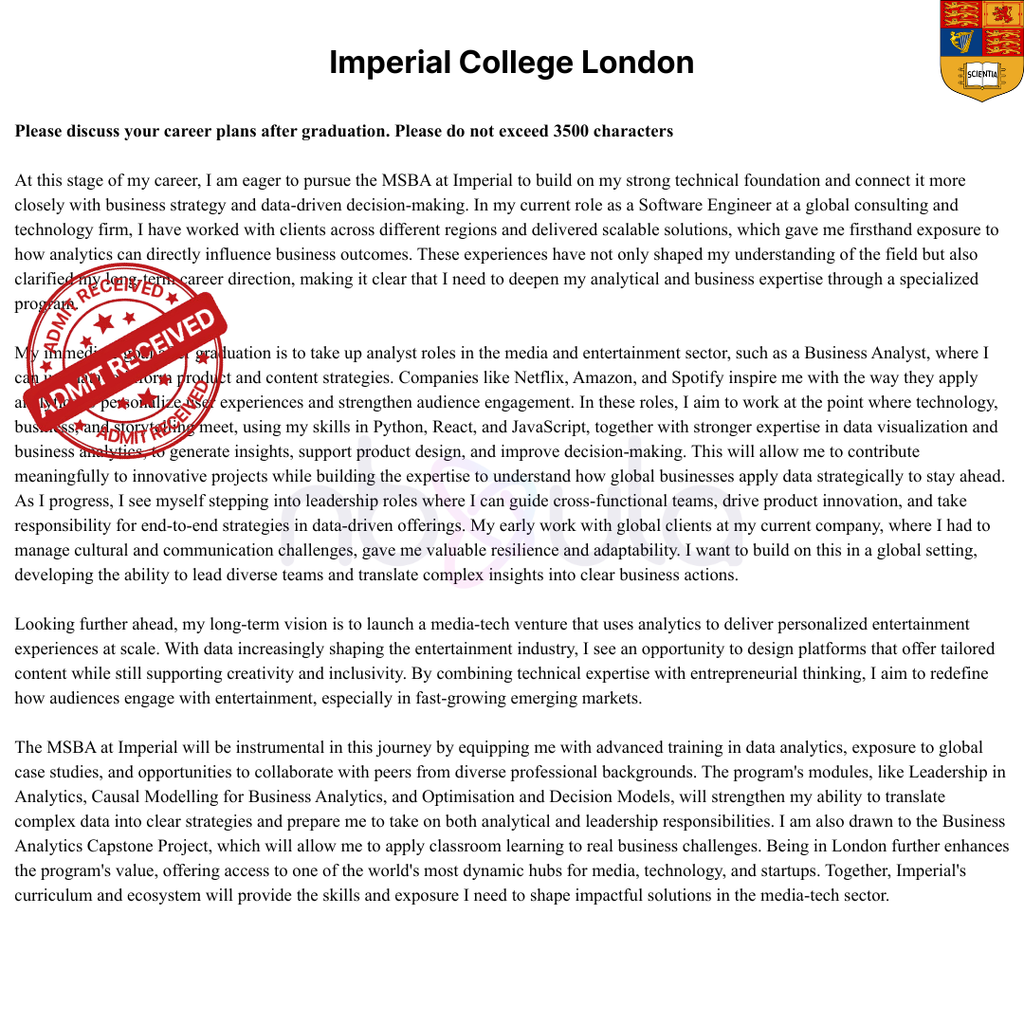 Admissions Essay Development & Consulting
