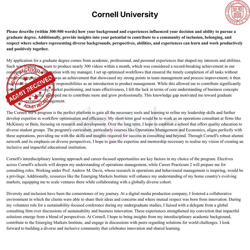 Admissions Essay Development & Consulting