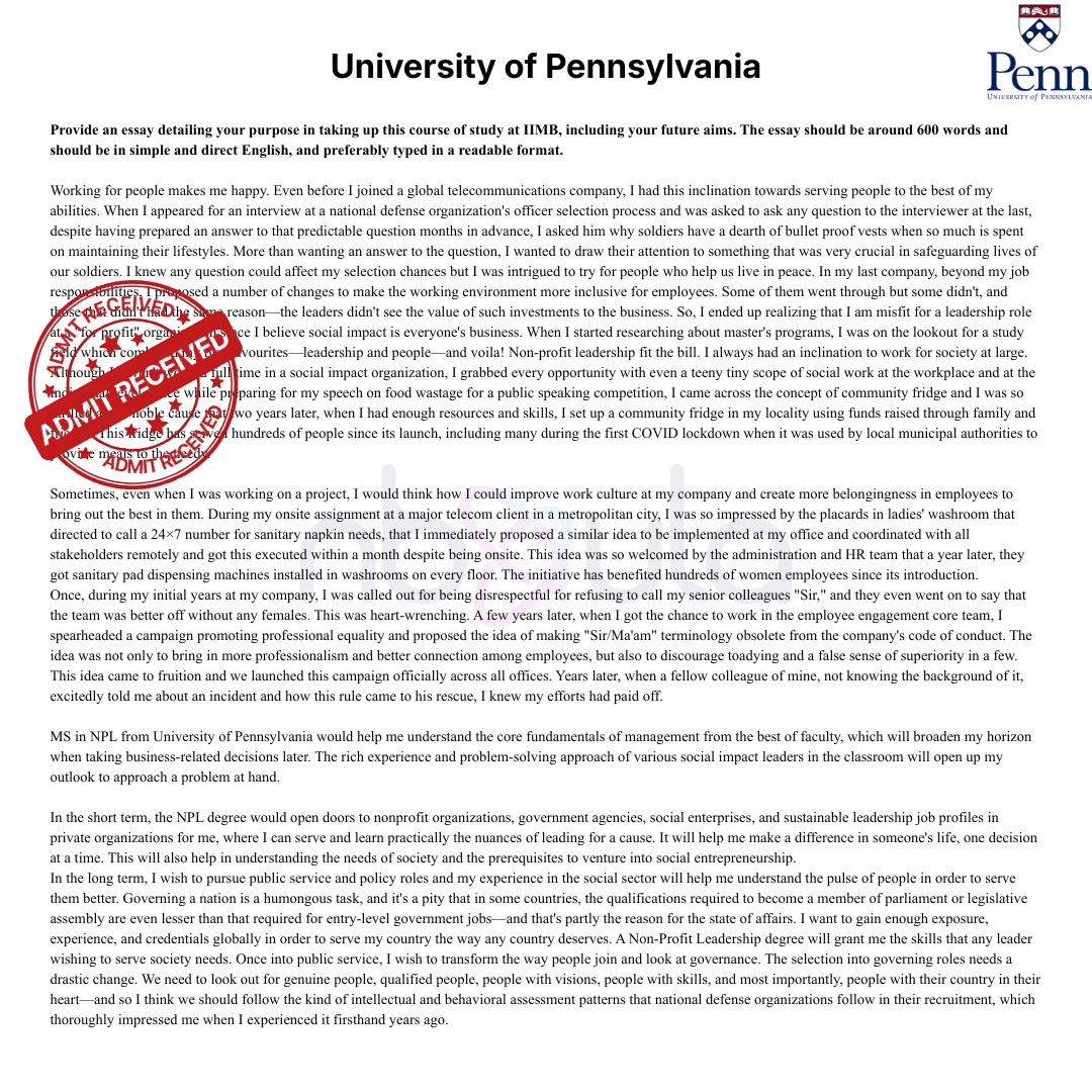 Admissions Essay Development & Consulting