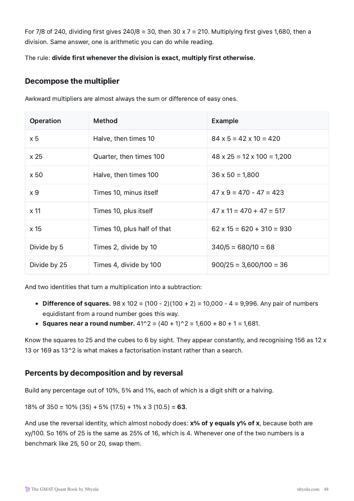 Working without a calculator: the arithmetic methods the section assumes you have