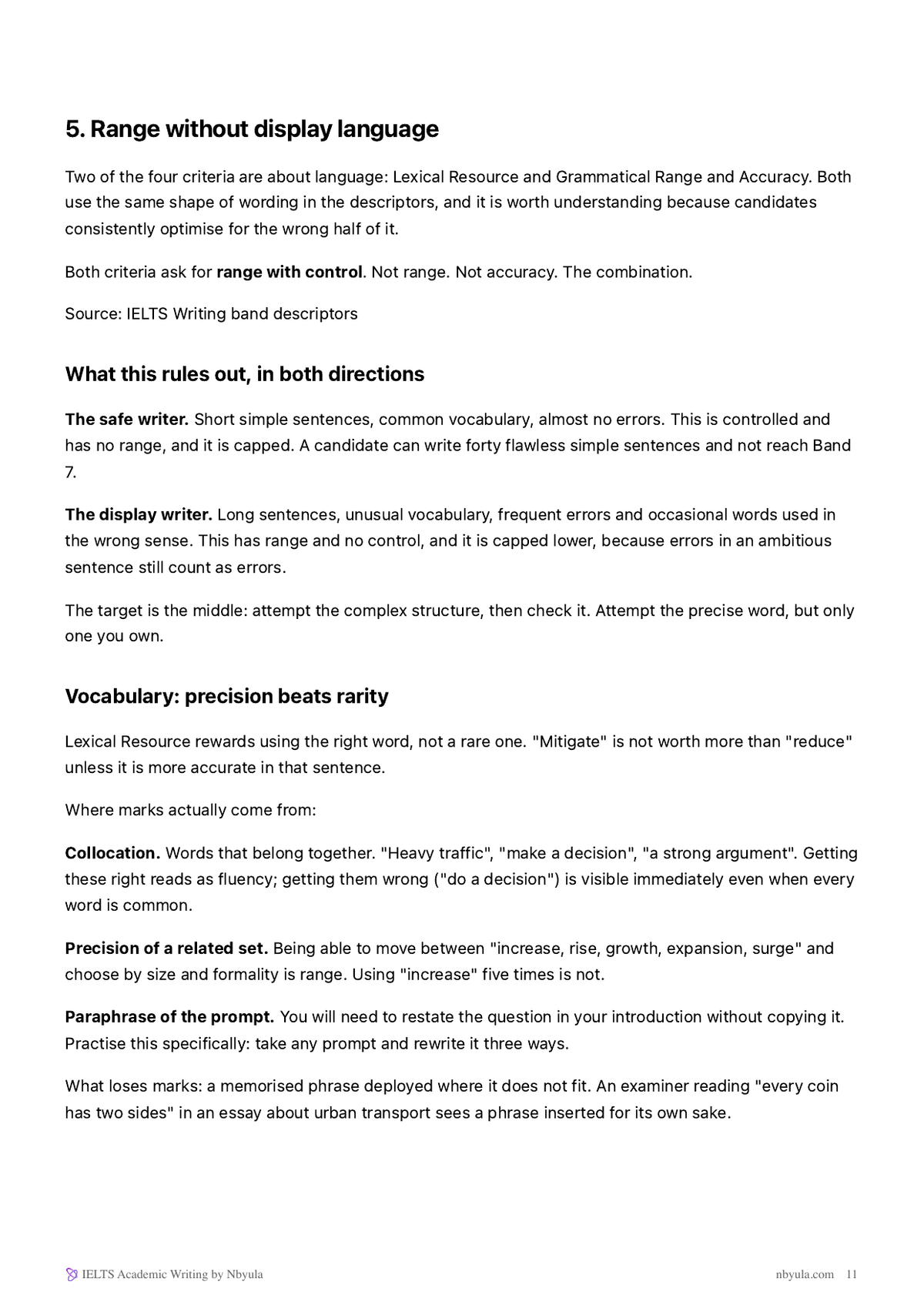 Range with control: what the Writing descriptors actually reward, in both directions