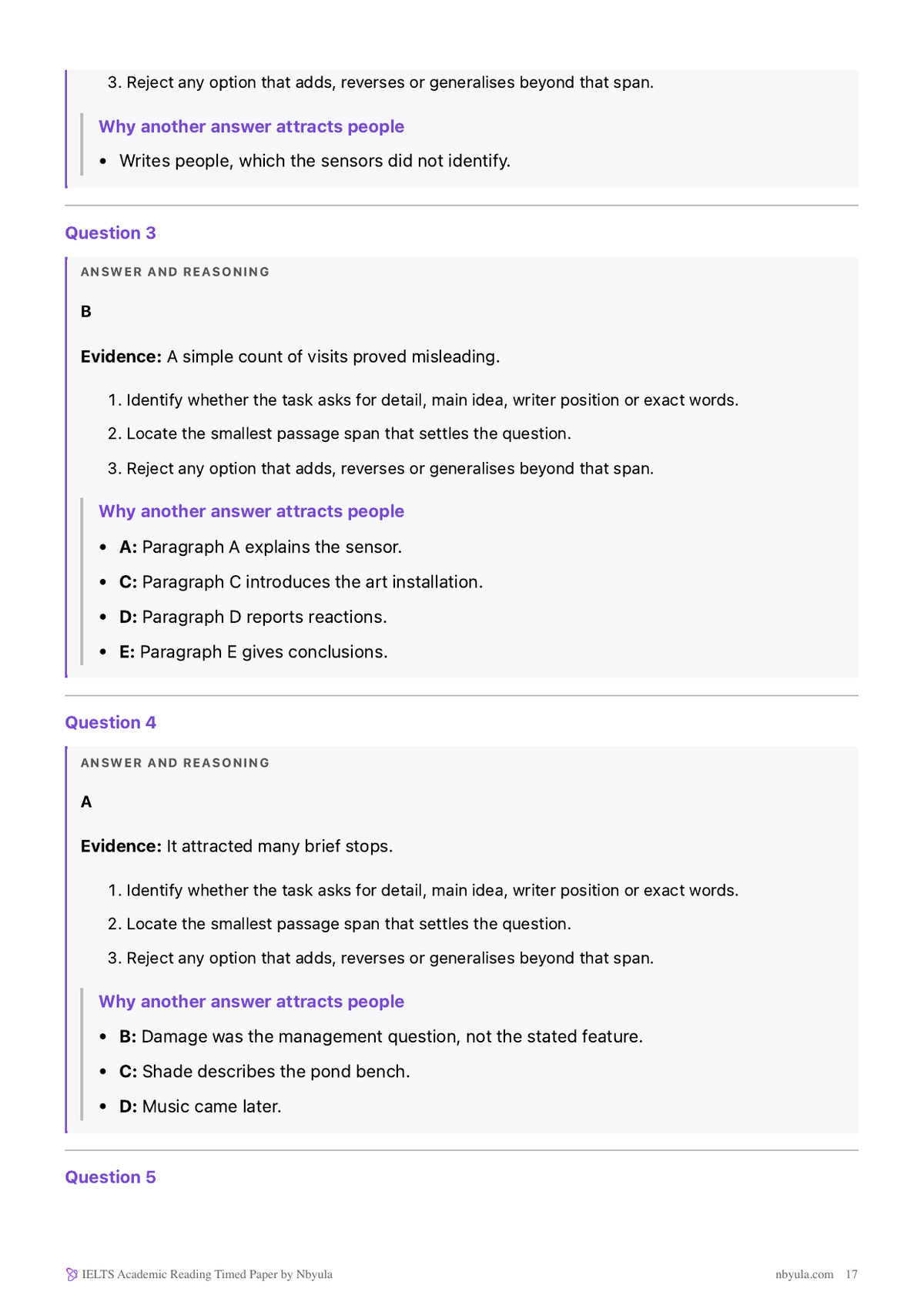 The answer key: every wrong option explained by the named mistake that produces it
