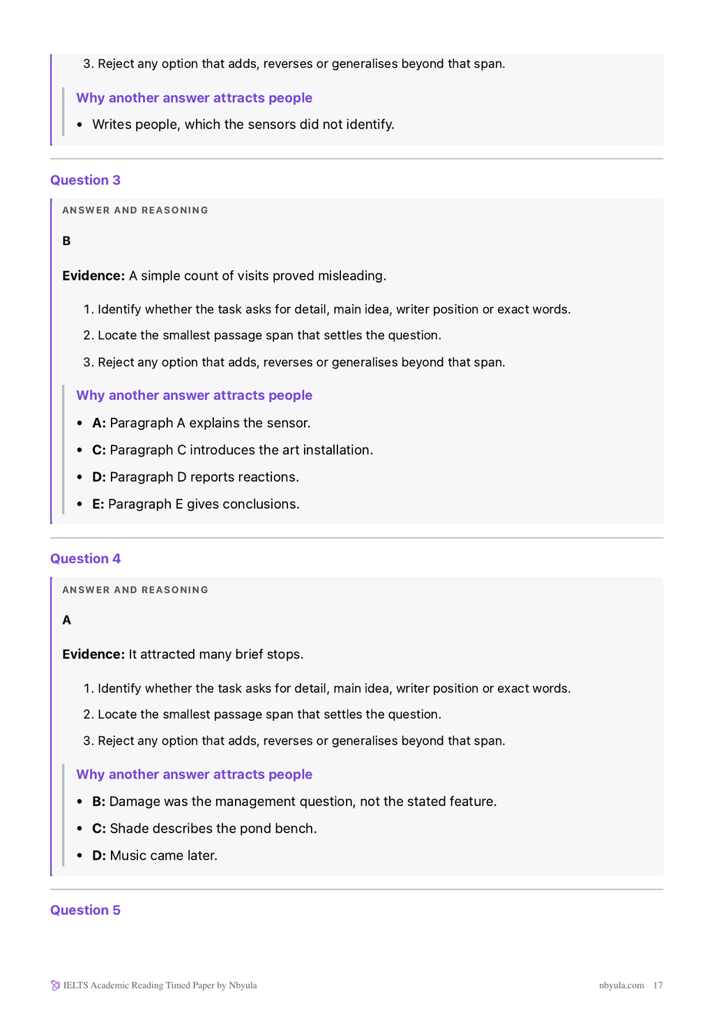 The answer key: every wrong option explained by the named mistake that produces it