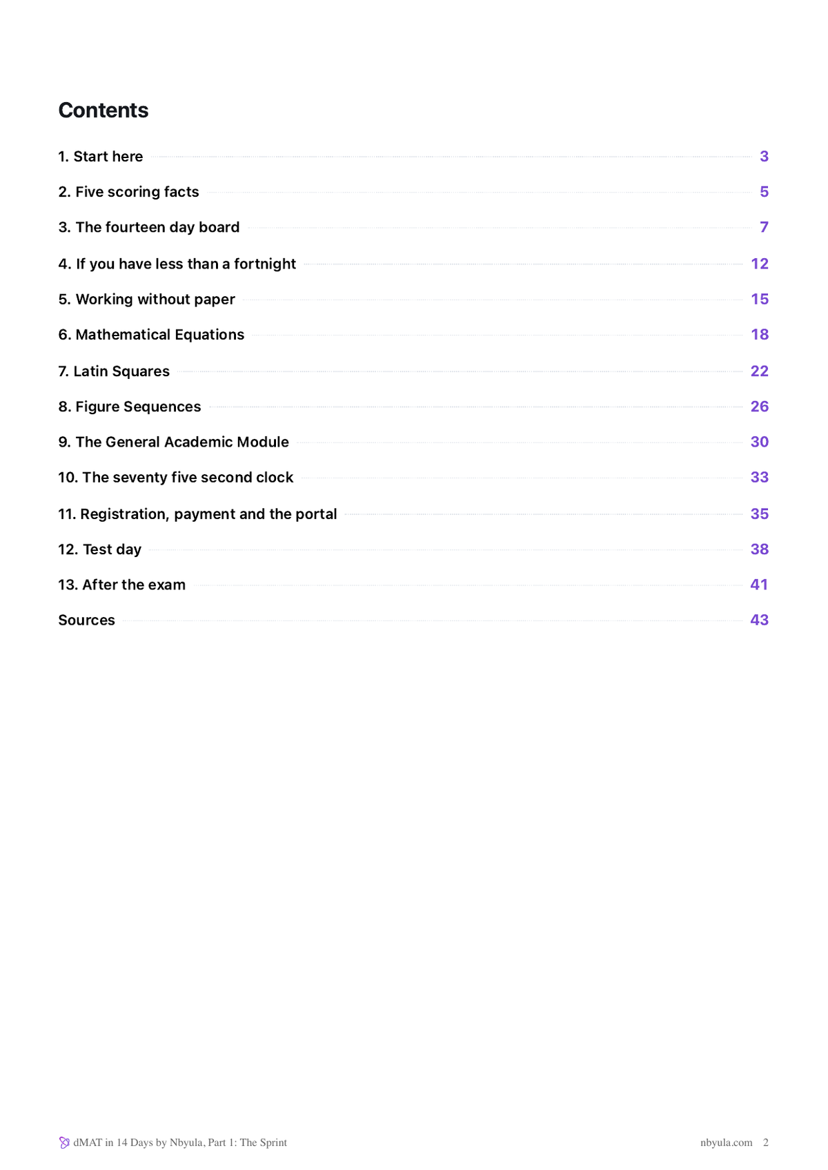 Contents, every chapter with its page number