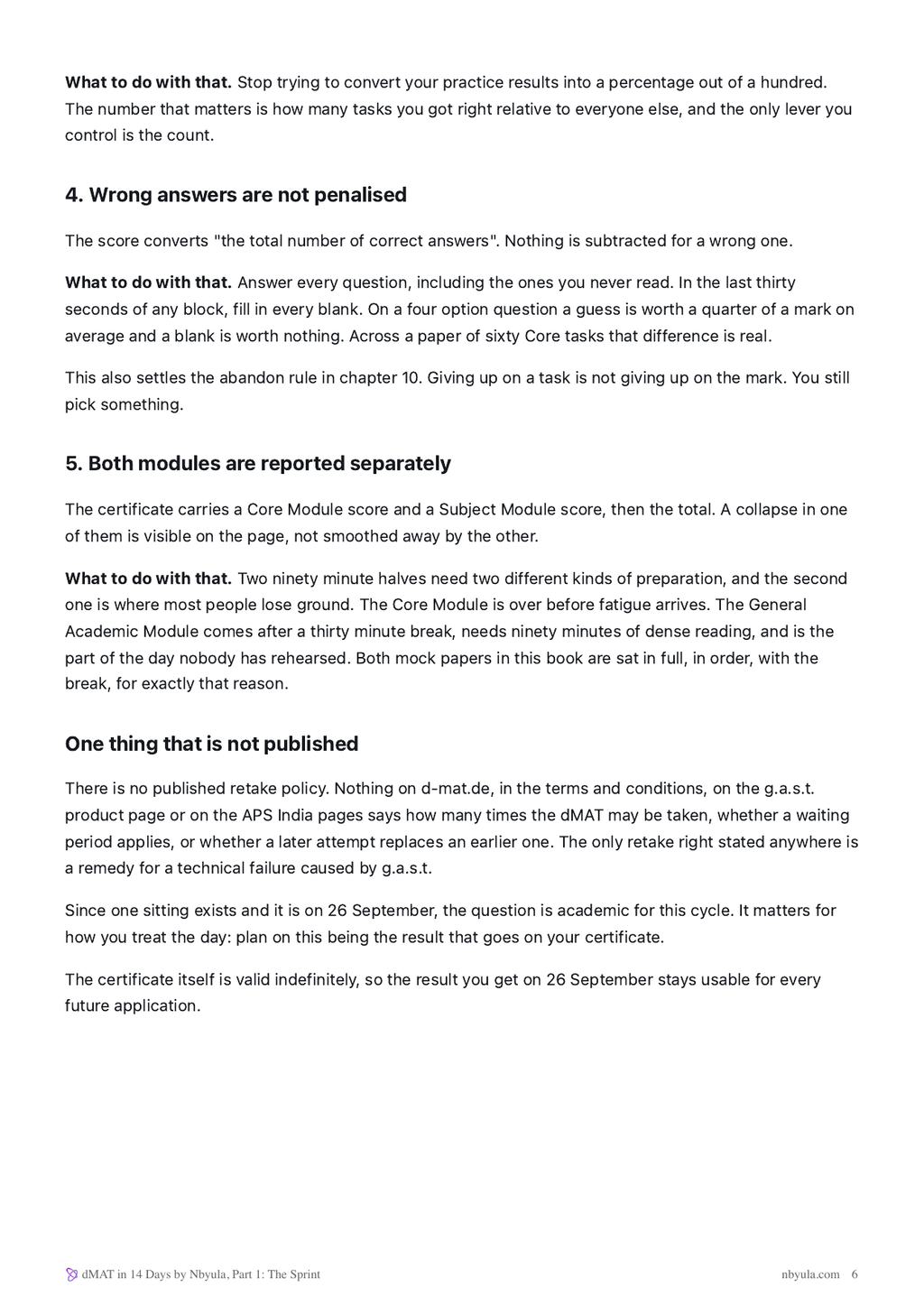 What has not been published, including the retake policy, stated as unknown rather than guessed